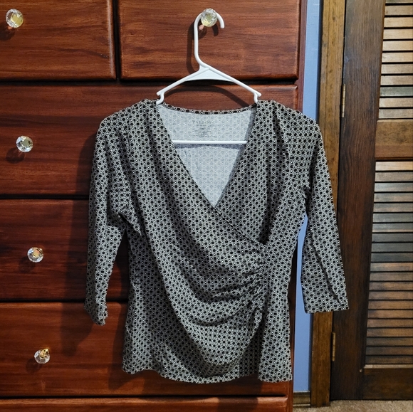 ♡HOST PICK♡ Talbots Petites V-Neck Cinched Waist Quarter Sleeved Blouse Top SP - Picture 1 of 4